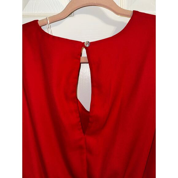 ADRIENNE Solid Drop Shoulder Red Romper size Small‎ NEW - Picture 5 of 6